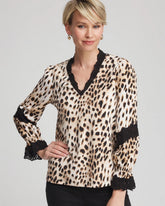 Chico's Animal Print Long-Sleeved Top ENGLISH CREAM