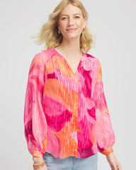 Chico's Watercolor Classic Fit Chiffon Blouse CRUSHED BERRIES