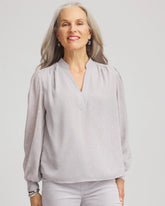 Chico's Georgette Clip Dot Blouse DOVE GRAY