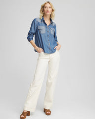 Chico's Tencel™ Colorblock Classic-Fit Shirt BAILEY INDIGO
