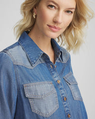 Chico's Tencel™ Colorblock Classic-Fit Shirt BAILEY INDIGO