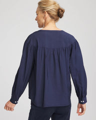 Chico's Woven Relaxed-Fit Shirt PASSPORT BLUE