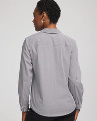 Chico's Poplin Stripe Shirt BLACK