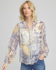 Chico's Artisanal Georgette Blouson-Sleeve Blouse BLUE LOTUS