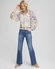 Chico's Artisanal Georgette Blouson-Sleeve Blouse BLUE LOTUS