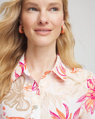 Chico's No Iron™ Tropical Floral Linen Shirt CRUSHED BERRIES