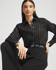 Chico's Classic Soft Button-front Blouse BLACK