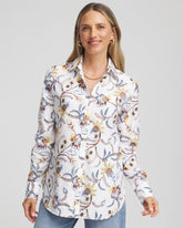 Chico's No Iron™ Long-Sleeved Floral Shirt OPTIC WHITE