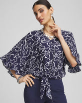 Chico's Ecovero™ Tie-Front Frill Sleeve Blouse PASSPORT BLUE