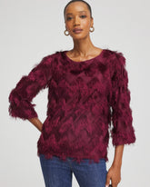 Chico's Chevron Fringe Party Top DEEP CHIANTI
