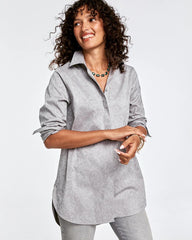 Chico's No Iron™ Lace Jacquard Stretch Tunic MOON SHADE GRAY