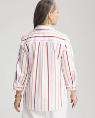 Chico's No Iron™ Striped Stretch-Sateen Shirt ECRU
