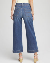 Chico's Double Stitch Wide-Leg Cropped Pants CAYMAN INDIGO