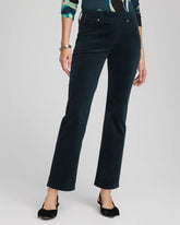 Chico's Velveteen Pull-On Flared Jeans TEAL SHADOW
