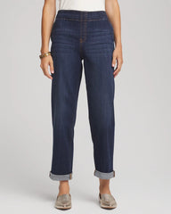 Chico's Pull-On Boyfriend Cropped Jeans BRIDGE STREET INDIGO