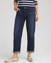 Chico's Cropped Boyfriend Jeans ARIEL SEA INDIGO