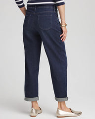 Chico's Cropped Boyfriend Jeans ARIEL SEA INDIGO