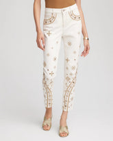 Chico's Embellished Girlfriend Slim Ankle Jeans SEA SALT