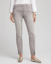 Chico's Silver Pull-On Slim Ankle Jeggings SILVER BIRCH WASH
