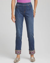 Chico's Embellished Pull-On Slim Ankle Jeggings BUTTERCUP INDIGO