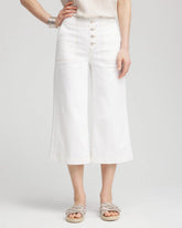 Chico's No Stain Pull-On Wide Capri Jeans ALABASTER