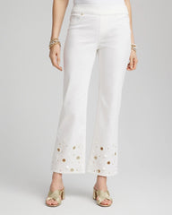 Chico's Pull-On Embellished Straight-Leg Cropped Jeans ALABASTER