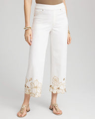 Chico's Pull-On Embellished Cropped Jeans ALABASTER