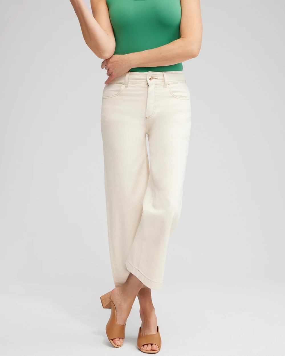 Chico's Cropped Wide Leg Jeans NATURAL SEEDED