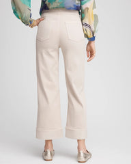 Chico's Pull-On Wide Leg Cuffed Jeans SMOKEY TAUPE