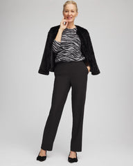 Chico's Textured Straight Tapered Ankle Pants BLACK