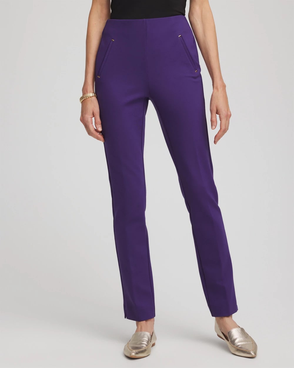 Chico's Juliet Slim Trim Detail Ankle Pants PURPLE ELIXIR
