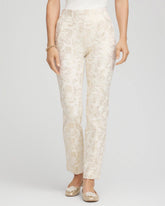 Chico's Juliet Golden Foiled Slim Ankle Pants ENGLISH CREAM