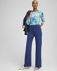 Chico's Five-Pocket Wide-Leg Ponte Pants DUSKY BLUE