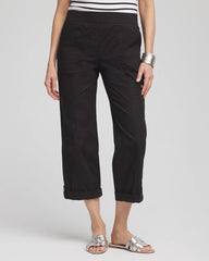 Chico's Poplin Cropped Pants BLACK