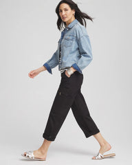 Chico's Poplin Cropped Pants BLACK