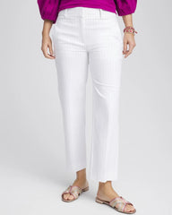 Chico's Striped Straight-Leg Cropped Pants ALABASTER