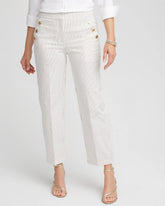 Chico's Emme Striped Sailor Straight Crops ECRU