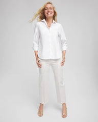 Chico's Emme Striped Sailor Straight Crops ECRU