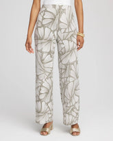 Chico's Travelers™ Abstract Leaf Print Knit Wide-Leg Pants DUSTY OLIVE