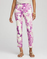 Chico's Brigitte™ Floral Pull-On Slim Cropped Pants PLUM SHADE