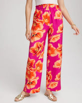 Chico's Tropical Smocked Pull-On Pants CRUSHED BERRIES