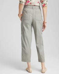 Chico's Poplin Pull-On Tapered-Leg Cropped Pants MISTY SAGE