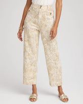Chico's Printed Cropped Straight-Leg Pants ECRU