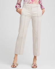 Chico's Stretch Sateen Straight Cropped Pants SMOKEY TAUPE