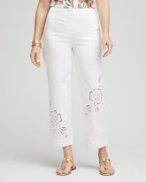 Chico's Sateen Cutout Cropped Pants ALABASTER