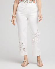 Chico's Sateen Cutout Cropped Pants ALABASTER