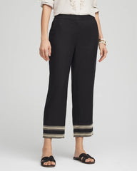 Chico's Linen Elastic Waist Cropped Pants BLACK