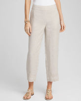 Chico's Linen Pull On Waist Cropped Pants OATMEAL