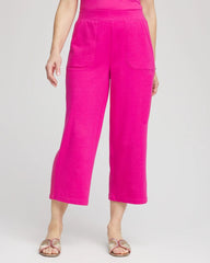 Chico's Zenergy® French Terry Gauze-Inset Cropped Pants CRUSHED BERRIES