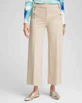Chico's Button Knit Twill Cropped Pants WILD TRUFFLE